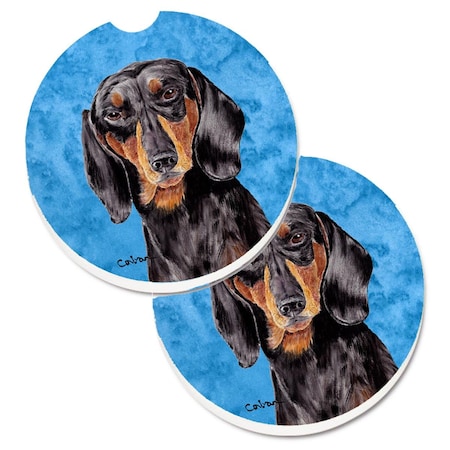 Carolines Treasures Blue Dachshund Set of 2 Cup Holder Car Coaster SC9139BUCARC